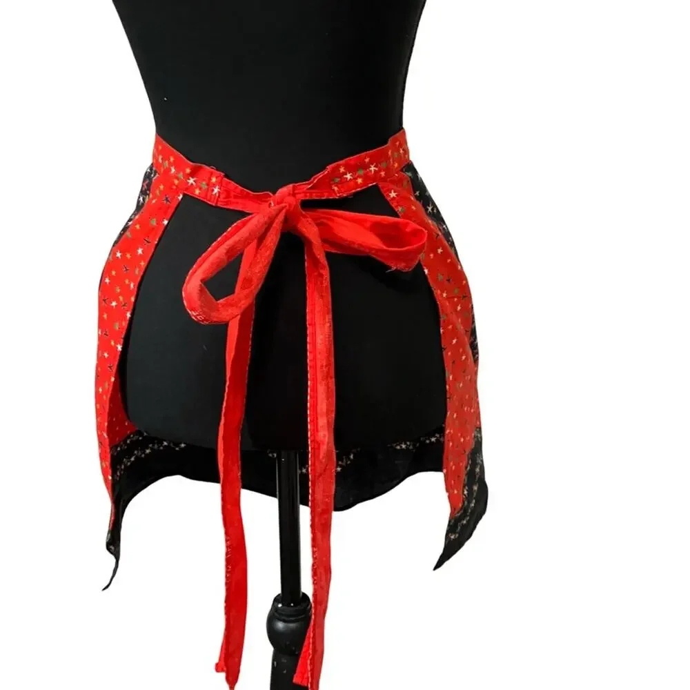 Elegant Red and Black Star Patterned Apron